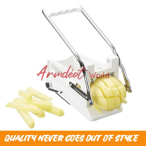 KitchenCraft Potato Chipper, French Fry Vegetable Cutter/Dicer Machine,  Includes 2 Size of Blades, Pack of 1, White