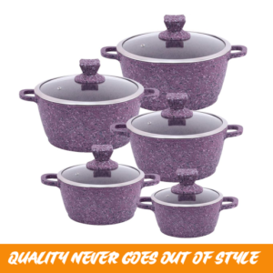 SQ- GRANITE COATED NONSTICK POTS– 5pc (PURPLE)