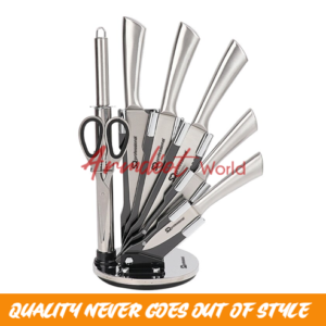 Precision Knife Stainless Steel 7pc Set with Holder (Silver)