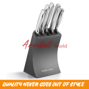 Morphy Richards Knife Block, Stainless Steel Finish, 5 Piece {Titanium}