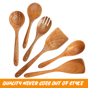 6 Piece Wooden Kitchen Utensils Set