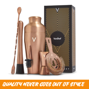 VonShef Cocktail Shaker Set, Copper 6pc Set