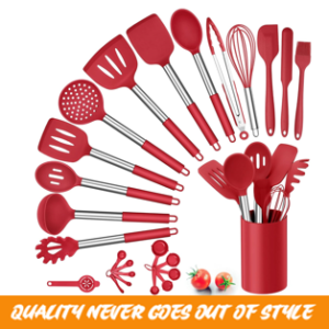 25 Pc  Silicone Kitchen Utensils Set - Red