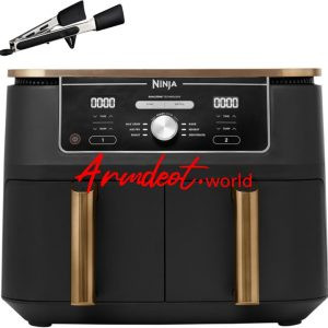Ninja Foodi MAX Dual Zone Digital Air Fryer, 2 Drawers, 9.5L, 6-in-1 Gold AF400UK