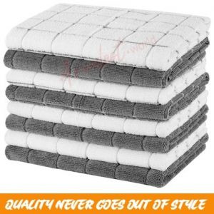 Gryeer 8 x Microfibre Kitchen Towels, Super Absorbent , Soft and Lint Free, 45 x 65 cm, Black