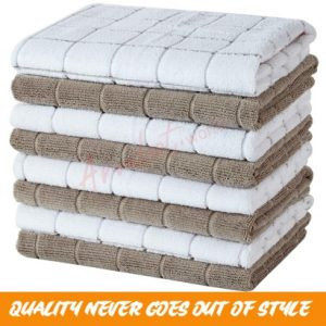 Gryeer 8 x Microfibre Kitchen Towels, Super Absorbent, Soft and Lint Free,  45 x 65 cm, Brown