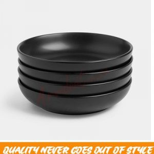 VonShef 4-Piece Matte Black Pasta Bowl Set
