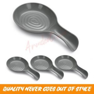 Kyraton Spoon Rest 4 Pack, Plastic Spoon Holder, Grey