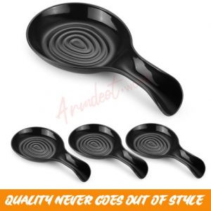 Kyraton Spoon Rest 4 Pack, Plastic Spoon Holder, Black