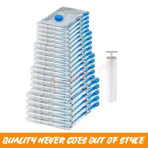 Amazon Basics Vacuum Compression Zipper Storage Bags with Hand Pump, 20 Count, 4 Pack of 5 (Small, Medium, Large & Jumbo), Clear